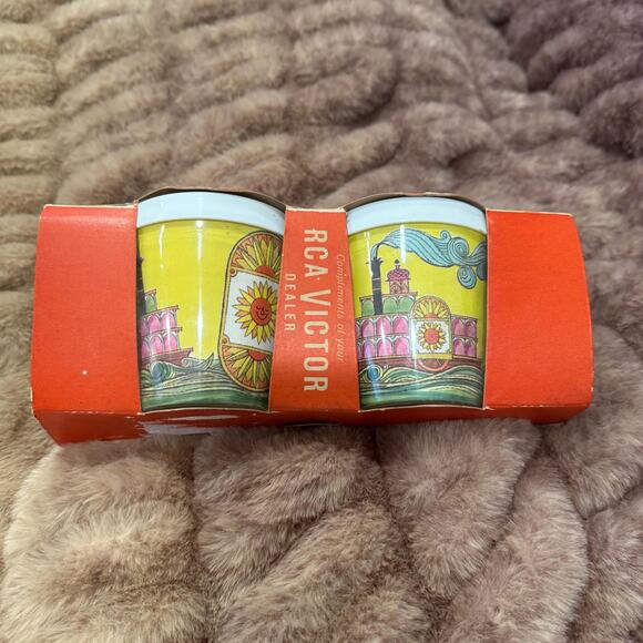 Vintage RCA Victor Dealer Promotional Insulated Coffee Mug Cup Set Unused RARE - Picture 2 of 7